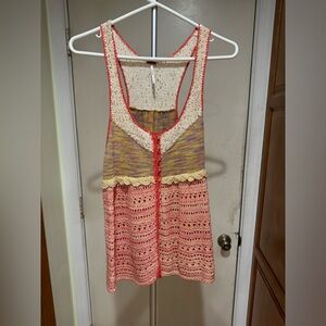 Free People Sequin Crochet Sweater Tank Top L